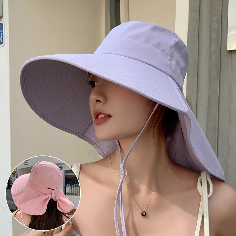 Neck Protection New Sun Hat Women's Sun Protection Face Protection UV Protection Summer Sunshade Big Brim Spring and Autumn Outdoor Bucket Hat