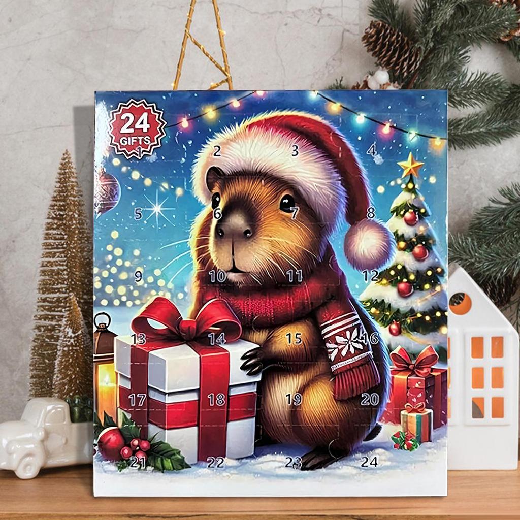 2025 Christmas Calendar Countdown Calendar Capybara Figure Adorable Home Decoration Lovable Christmas Ornaments for Living Room