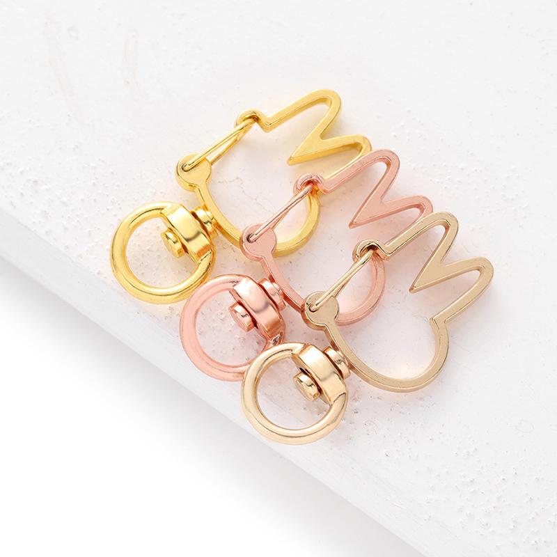 10Pcs Rabbit Hollow Key Chain Key Ring Keychain Diy Accessories Lobster Clasp