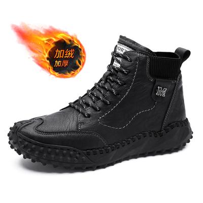 Winter Herrenstiefel Aus Echtem Leder Weichem Leder Plüsch Warme Schneestiefel Wasserdichte Outdoor Herrenstiefel Motorradstiefel H759