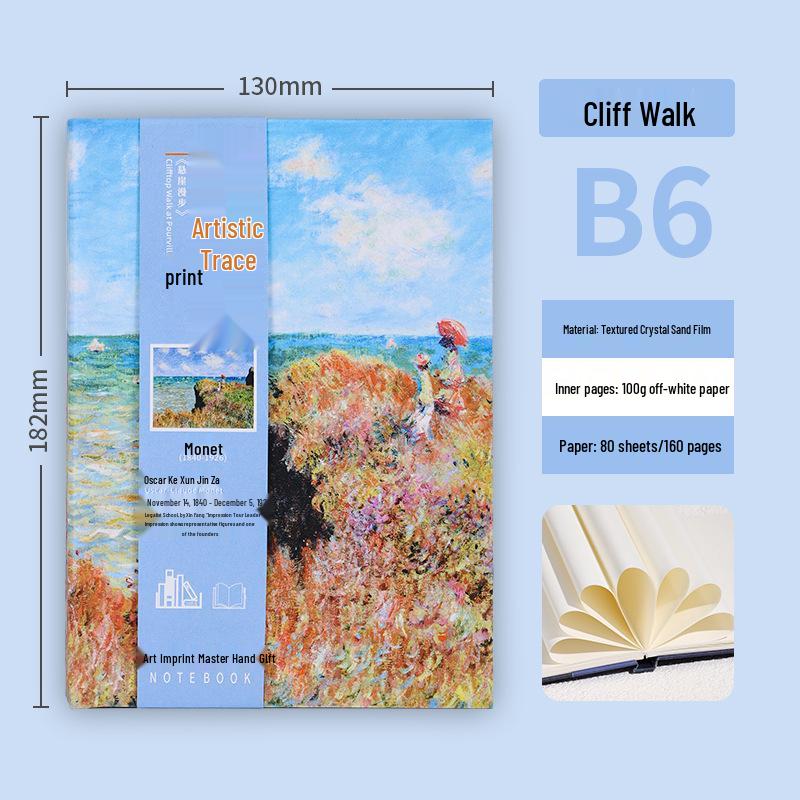 Monet Oil Painting Series Portable Travel Hardcover Notebook with Blank Pages No Cover Band