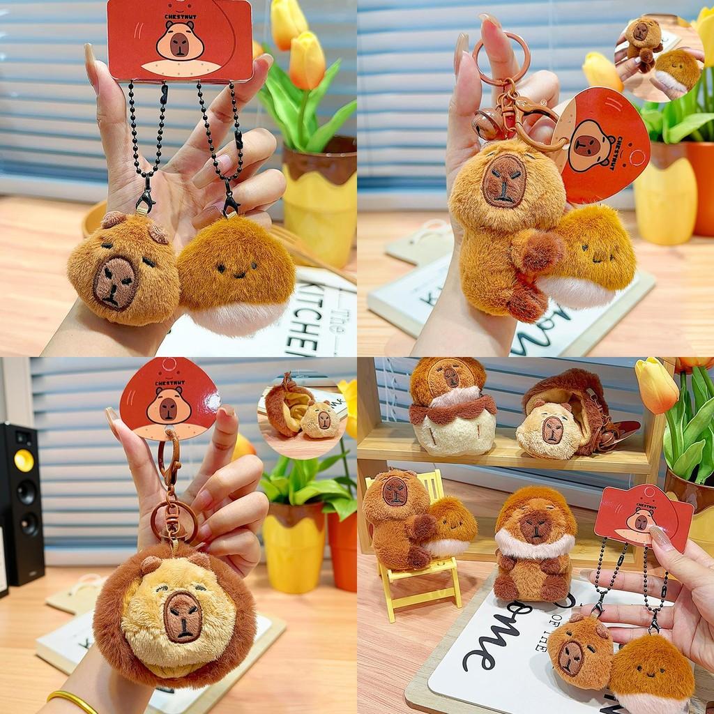Doll Capybara Pair Pulling Doll Plush Keychain Pendant For Kids And Winter Decor