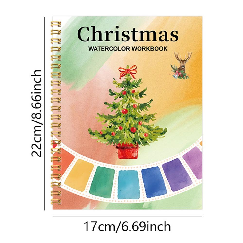 

With 12Color Paint Set Watercolor Workbook Exercise Book for Kids Adults Beginner Christmas Workbook