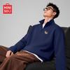 MINISO Men's Half-Zip Pullover Sweatshirt with Puppy Patch
