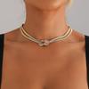 Punk Hip Hop Women's Fashionable, And Individual Knotting And Twisting Double-Layer Snake Necklace