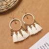 Ethnic Style Bohemia Feather Earrings White Long Style Fashion Retro Stylish Tassel Female Holiday Trip Shoot Earrings