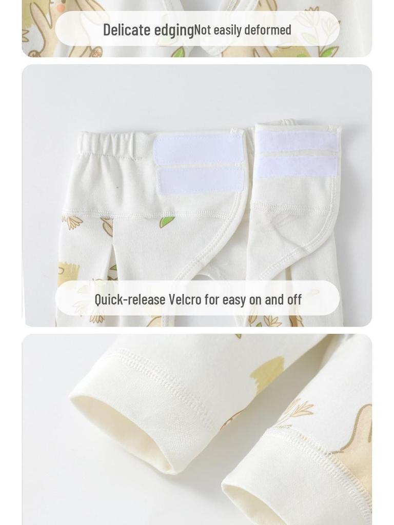 Spring & Autumn Newborn Baby Pure Cotton Open Crotch Pants with Belly Protection for Boys & Girls