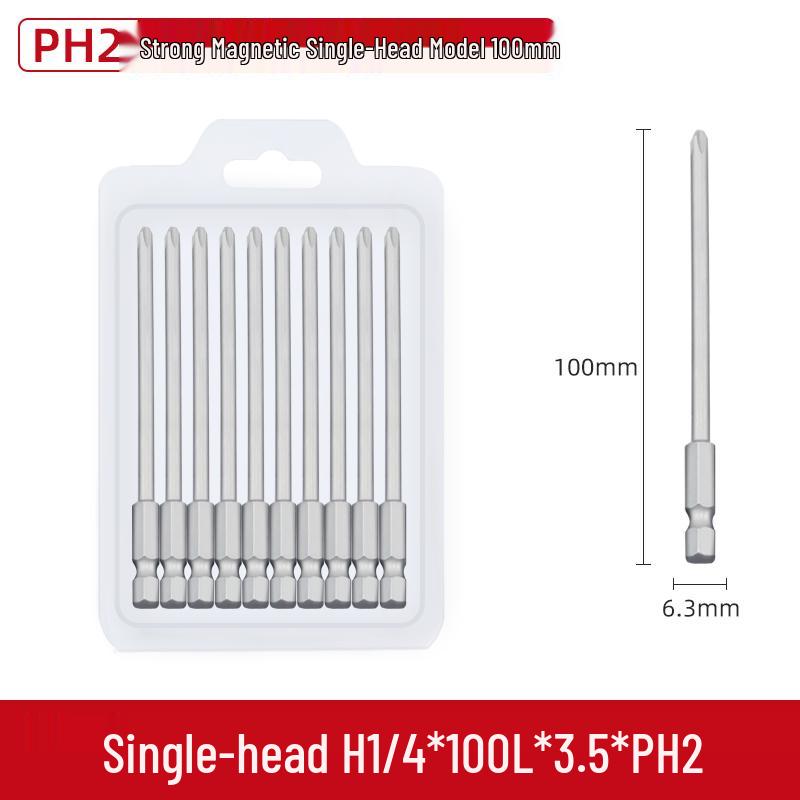 S2 PH2 Strong Magnetic Phillips Screwdriver Bit for Electric Drills and Air Screwdrivers