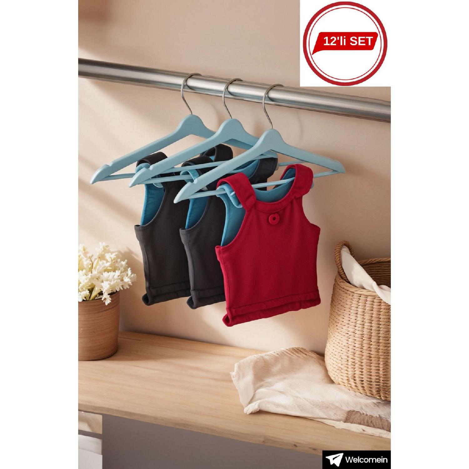 

12-piece Wooden Look Non-slip Notched Baby And Child Hangers, Cute Clothes And Dress Hangers 12 Pieces синій