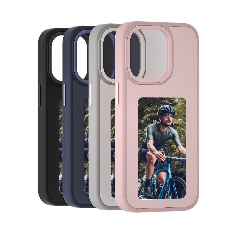 DIY 4-Color E-Ink Screen Phone Case IPhone 11 To 16 Pro Max With Magnetic Mount Anti-Fingerprint Shockproof Silicone Cover