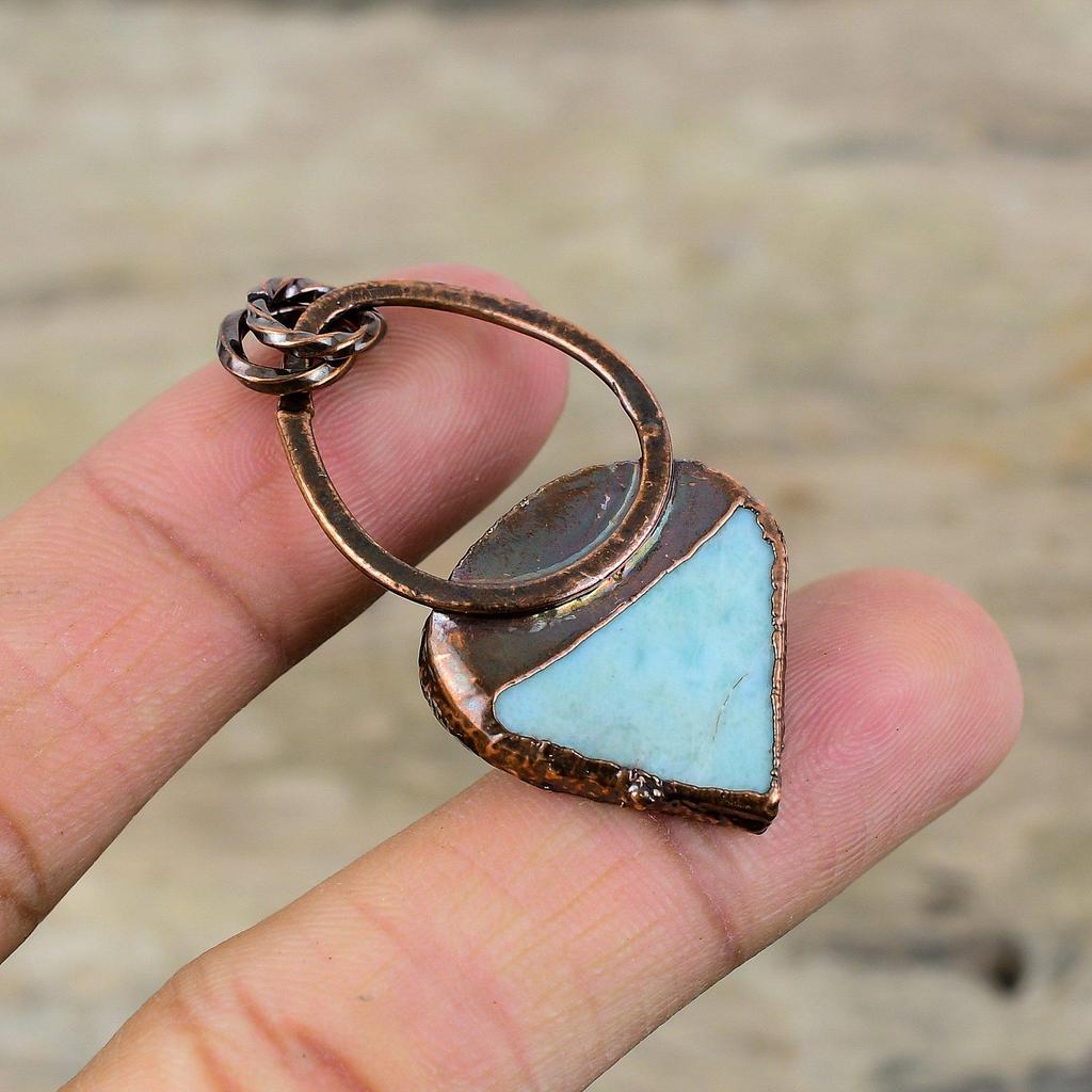 Larimar Pendant Electroformed Copper Pendant Handmade Electroformed Jewelry Very Pretty Gemstone Pendant Larimar Copper Jewelry Gift For Her