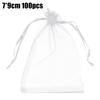 100Pcs White Organza Bags Jewelry Drawstring Pouches Wedding Party Christmas Candy Bags Jewelry Packing