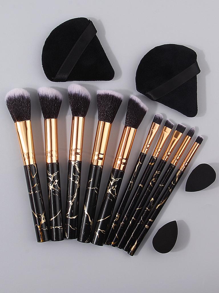 Beginner 10pcs Soft bristle makeup brush set,4 dry and wet dual-purpose makeup powder puffs and spongeegg makeup toolcombination