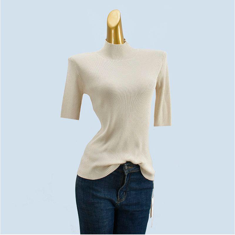 Revoked by Brand Fat Sister plus Size Half-Turtleneck Heattech Half Sleeves Loose Simple Pullover High Elastic Knitting Bottoming Shirt for Women