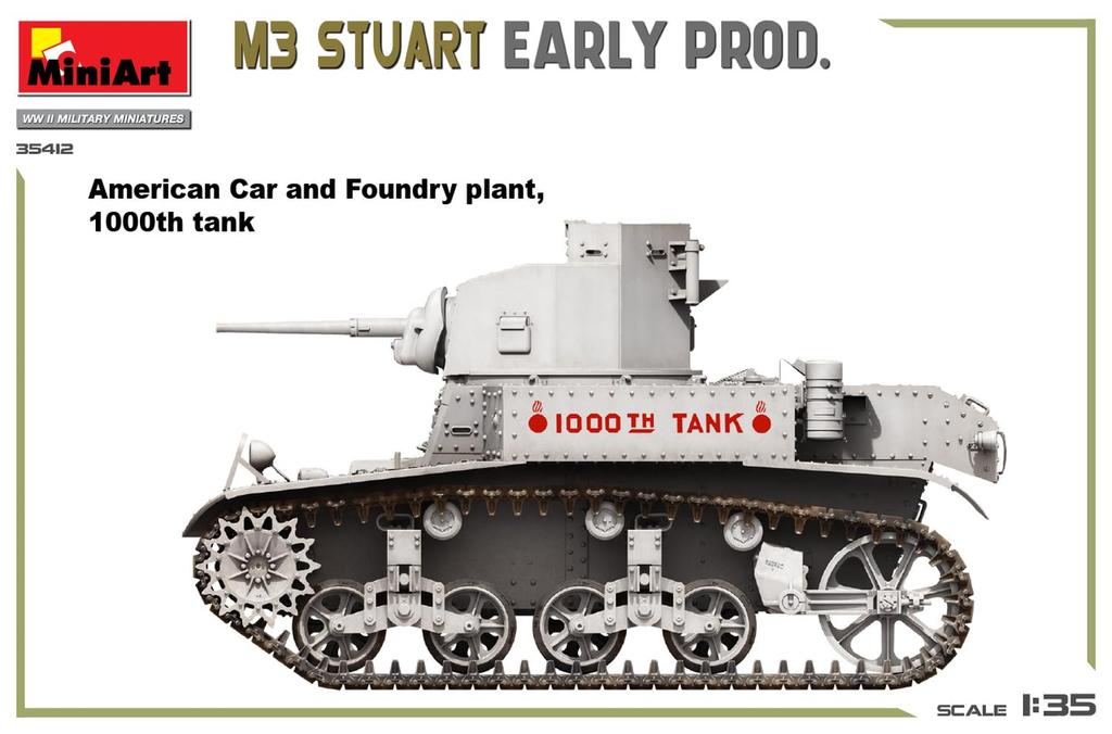 Miniart France M3 Stuart Early Type Plastic Model MA35412 1/35