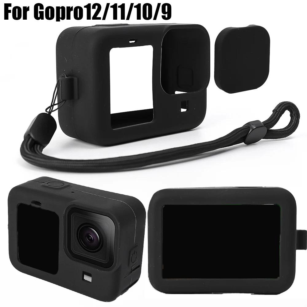 Weiche Silikon-Schutzhülle für GoPro Hero 12 11 10 9 Kamera Vollabdeckung Schale Schutzhülle mit Lanyard für GoPro 12 11 10