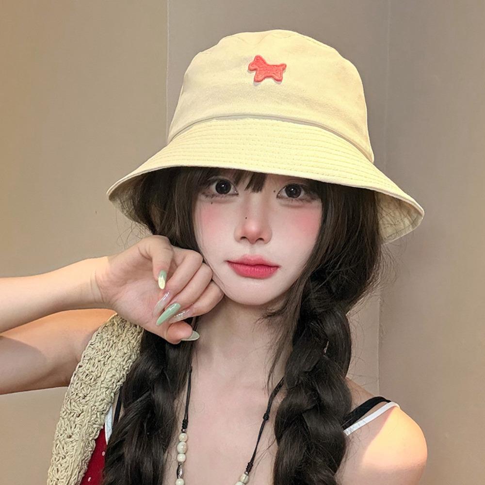 

Cute Pony Fisherman Hat Sun Protection Foldable Sunscreen Hat Soft Sweet Sunshade Hat Holiday бежевый