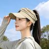 Women's Packable Open-Top Sun Hat Cap, Breathable Nylon Ponytail Style with Front Bill for Hiking and Holiday Travel