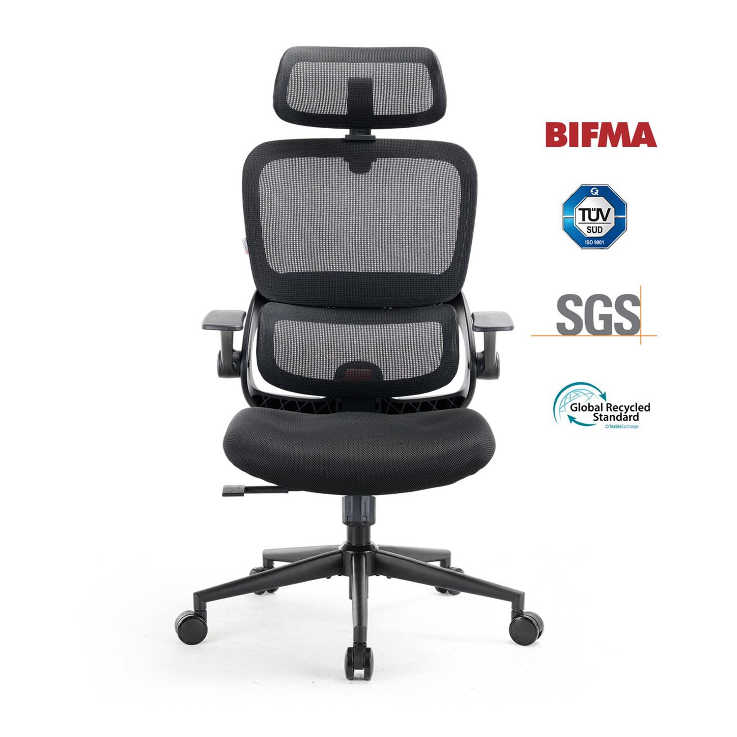 SIHOO B100 SE Ergonomische stoel – Lendensteun, Opklapbare armleuningen, Zwart
