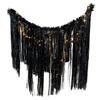 Black Plastic Rain Curtain with Lights, Halloween Party Door Curtain, Horror Themed Wall Decor with Streamers