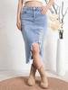 Women's Cross-Border Distressed Denim Skirt - American Retro Style