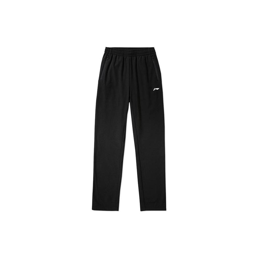 Li Ning Sports Lifestyle Series Solid Color Elastic Waist Straight Leg Knitted Sports Pants Men Bottoms Black AYKSC49-1