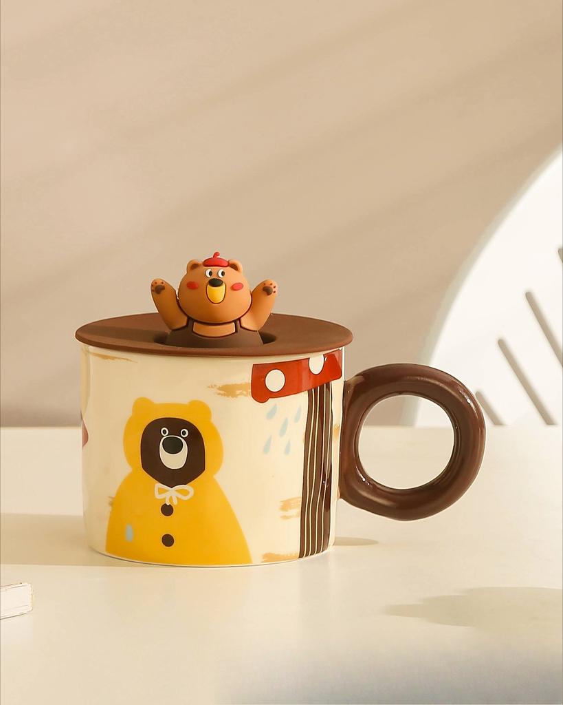 Retro Bear Cup Cute Cartoon Ceramic Cup Niche Mug Coffee Cup Girls Water Cup Cup Gift