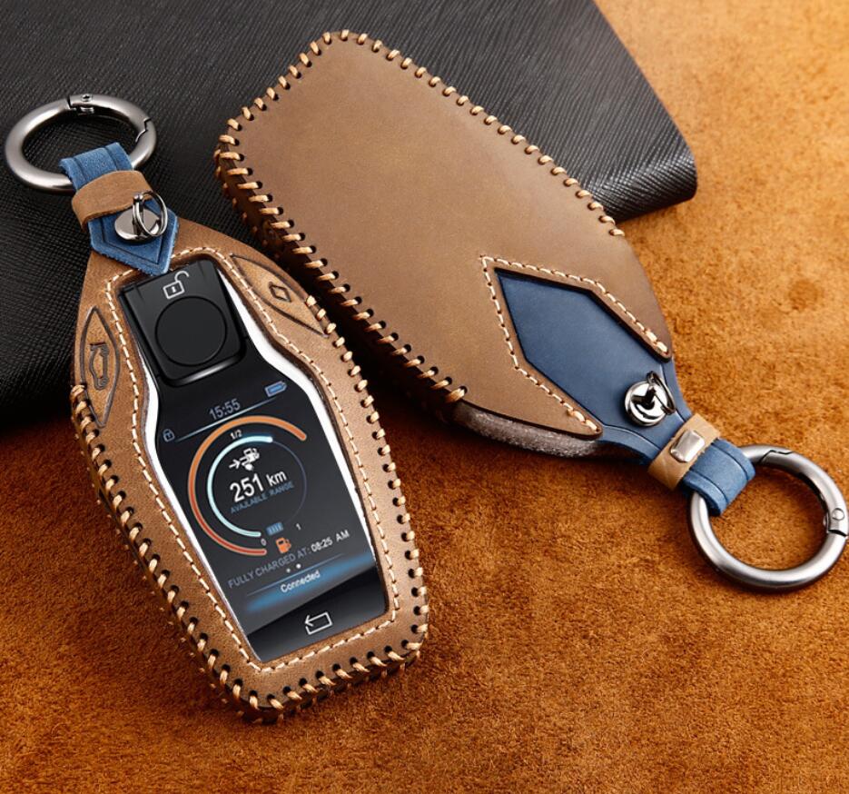 

Автомобильный чехол для ключа из натуральной кожи со светодиодным дисплеем для BMW 5 7 серии G11 G12 G30 G31 G32 i8 i12 i15 G01 G02 G05 G07 X3 X4 X5 X7 коричневый