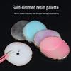 Gold Rim Resin Nail Palette: Wearable Round Display & Color Mixing Tool