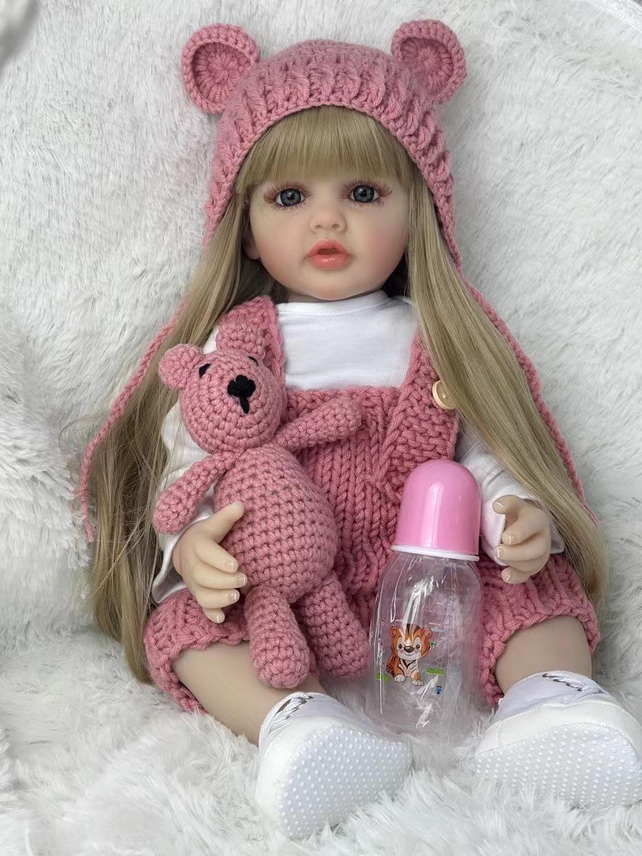 BZDOLL 55cm Duoduo Long-Haired Washable Reborn Baby Girl Doll - Realistic Companion Toy 55cm