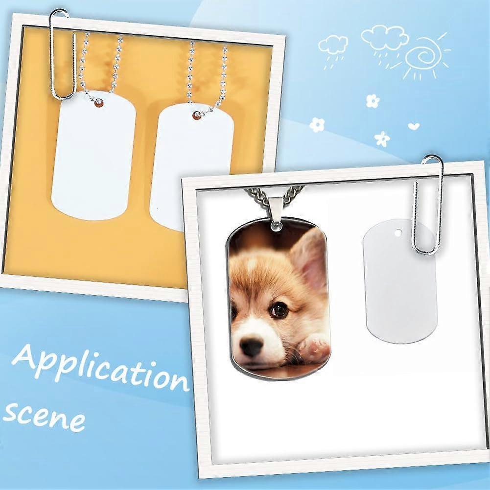 1 Box 45pcs Sublimation Dog Tag Blanks with Chain Heat Transfer Double Sided Sublimation Keychain Blanks for DIY Craft
