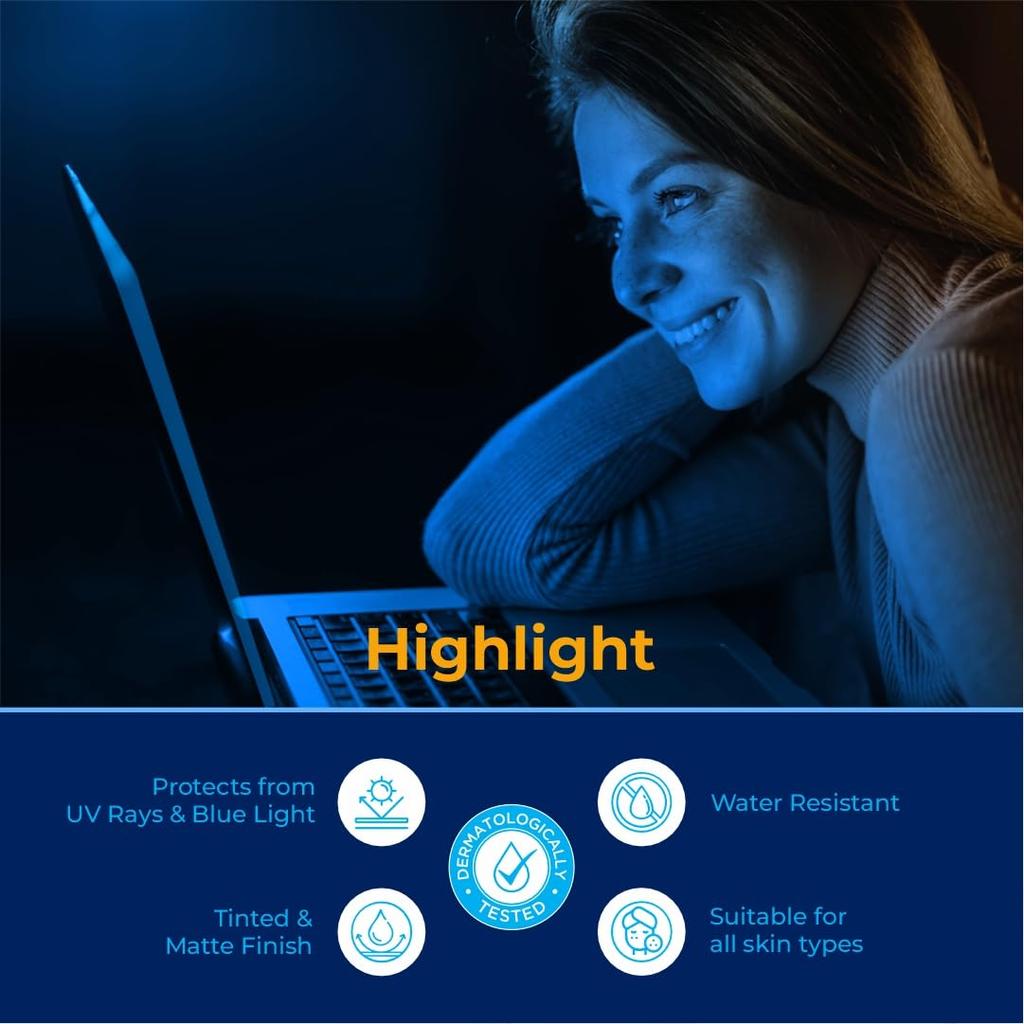 UV Doux Blue Light Tinted Sunscreen Gel SPF 50 PA+++ | India’s No.1 Dermatologist Recommended Brand | UVA/UVB & Blue Light Protection, Benzene Fr