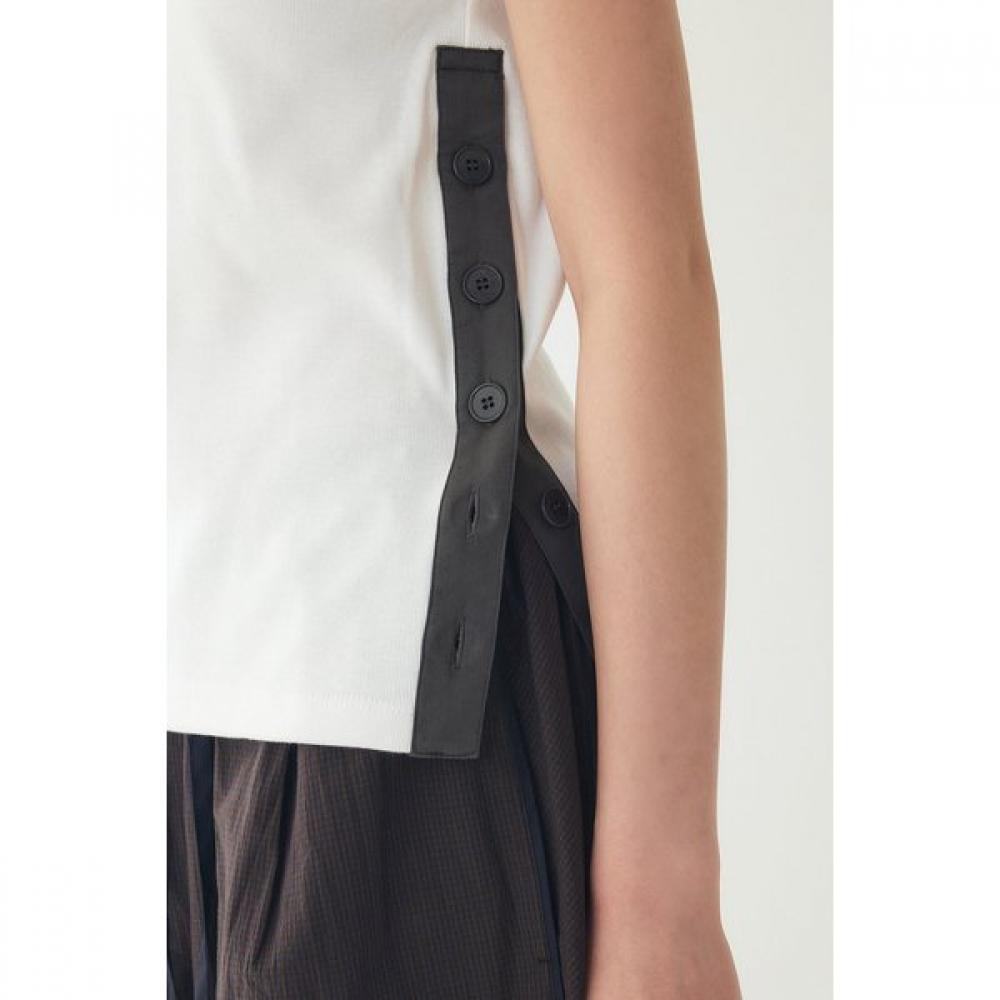 STUDIO TOMBOY BuTTon DeTail Ribbed ShorT Sleeve T shirT 9106222205ar