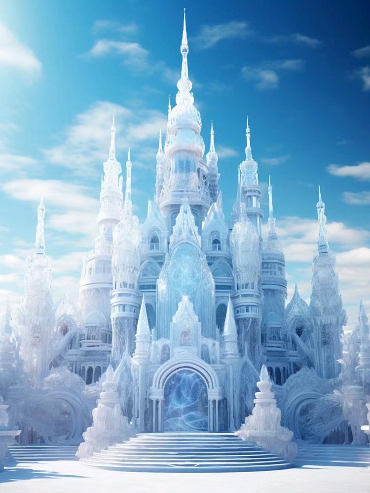 DIY 5D Full Round Diamond Embroidery Castle Painting House Mosaic Cross Embroidery Landscape Winter Picture Decoration