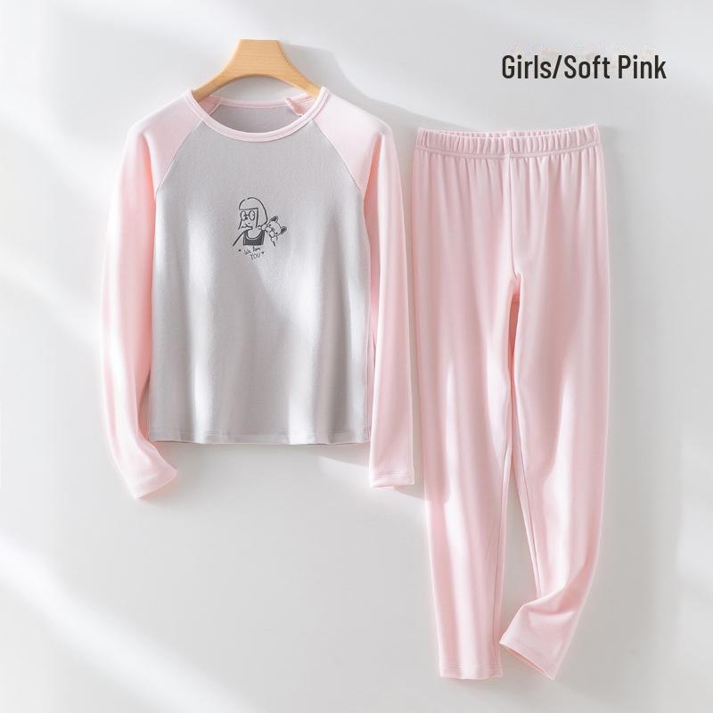 Dziecięcy ciepły komplet patchworkowy - Kontrastowy jesienno-zimowy zestaw dwuczęściowy w stylu mundurka szkolnego dla dzieci