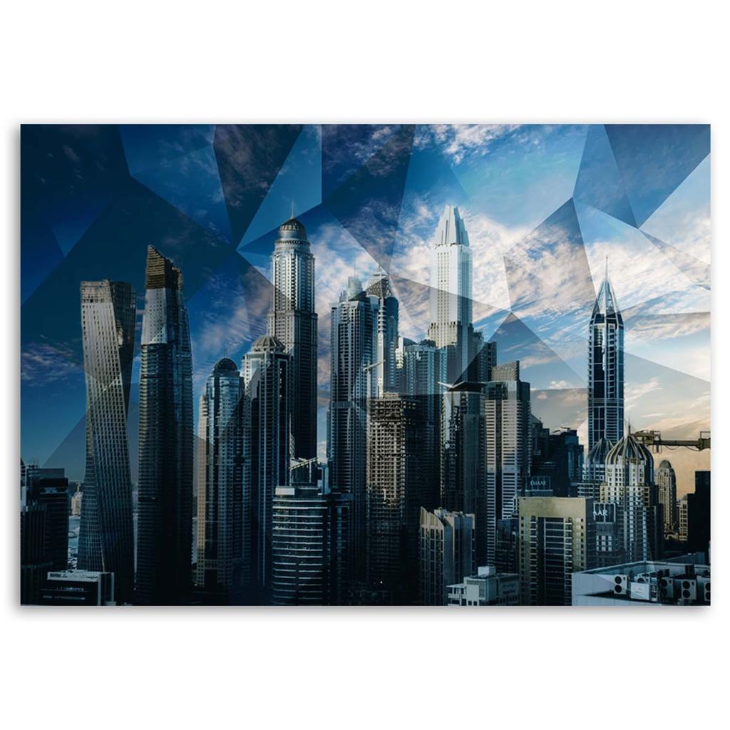 Canvas Print Geometric City Blue