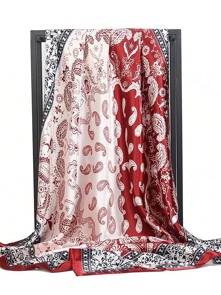 New Brand Print Headband Scarf Women Fashion 90*90cm Silk Satin Hijab Bandana Neckerhicef Sun Protection Shawl Wrap Headscarf