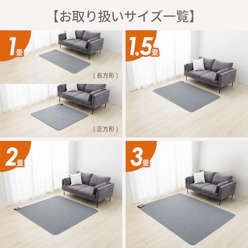 Freedom Hot Carpet, 1 Tatami Mat Size (125 x 125 cm), Ideal for Single Living or Children's Rooms, Temperature Control, Dust Mite Removal, Foldable, E