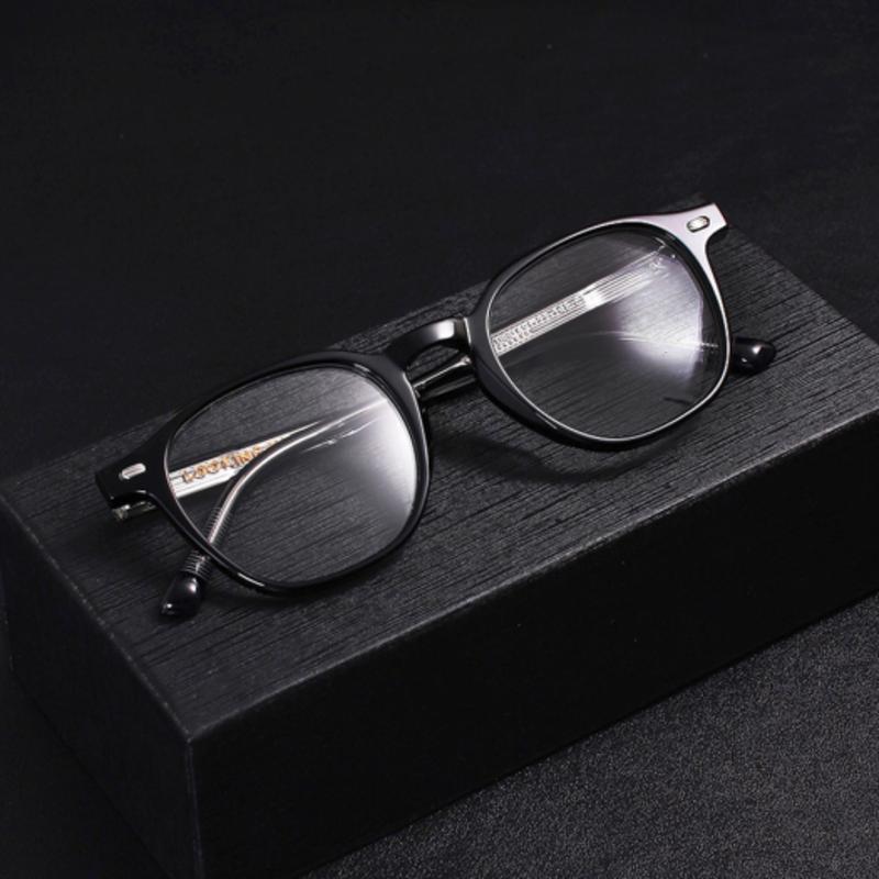 LOOKING4U NN044 Acetate Pełnoobramkowe Okulary Rogowe C1 Czarne