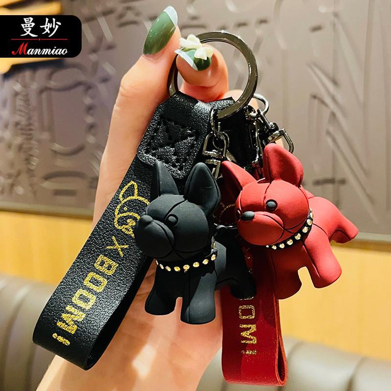 Bulldog Whimsical French Keychain Adorable Resin Dog Pendant For Cars Bags And