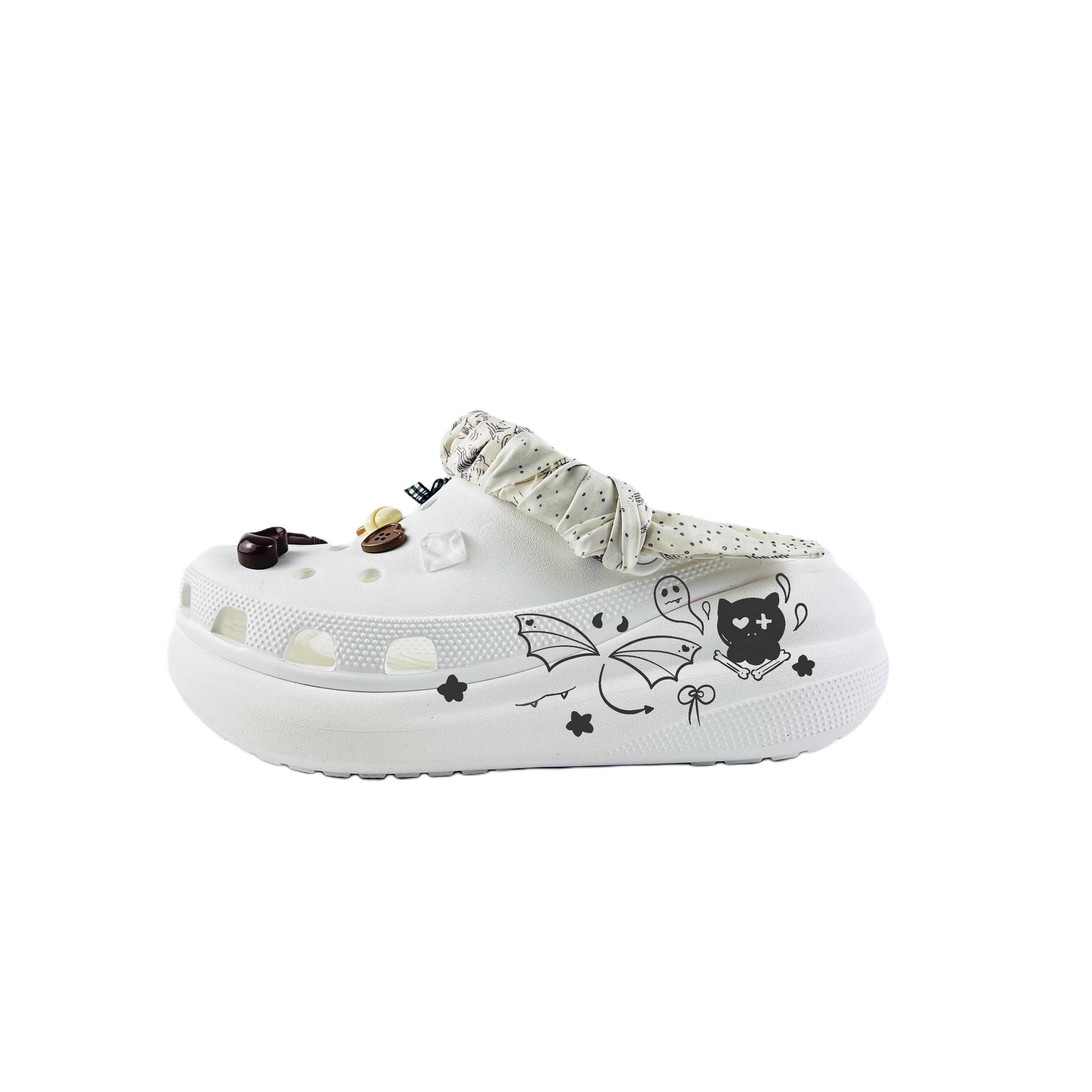 

Crocs Crush Clog EVA Bear Buttons Fashionable and Versatile Comfortable Casual Hole Shoes Unisex White 41-42 белый
