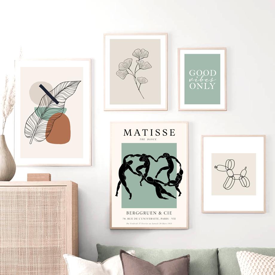 Abstract Matisse Dance Plants Leaf Lines Posters And Prints Canvas Painting Nordic Wall Art Pictures For Living Room Decor
