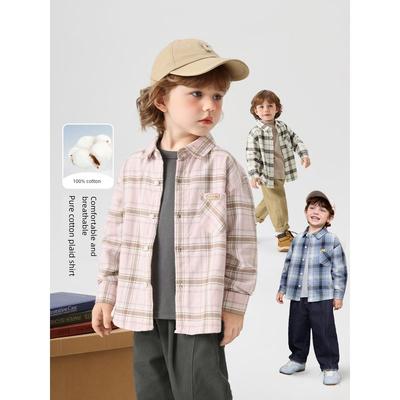 Rechts Europäischer Stil Jungen Preppy R Serie Kariertes Langarmhemd, Neue Herbst Kinderkleidung, Kleinkind Oberteile