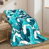 Stylized Multicolored Waves with Bold Outlines and Curved Foam Crests. for All Seasons Blanket Lunch Break Throw Gift