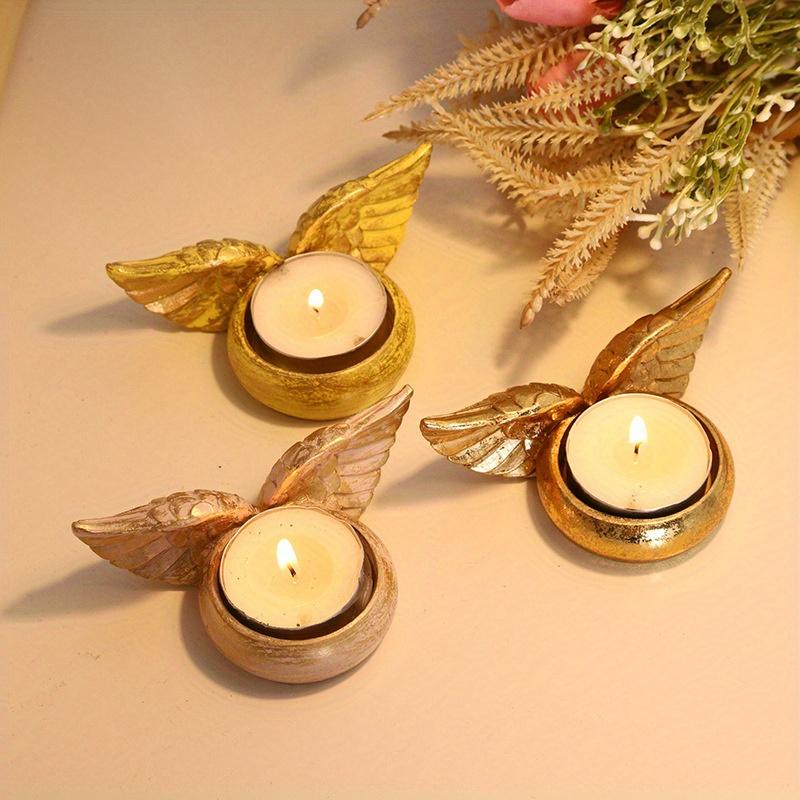 Angel Wings Candle Holder Resin Statue Home Decoration Prayer Candlestick for Home Wedding Christmas Church