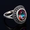 CopperRing Jewelry 8*10mm Labradorite Moonstone Boutique Jewelry Retro Ring Women Wedding Engagement Birthday Party Gift