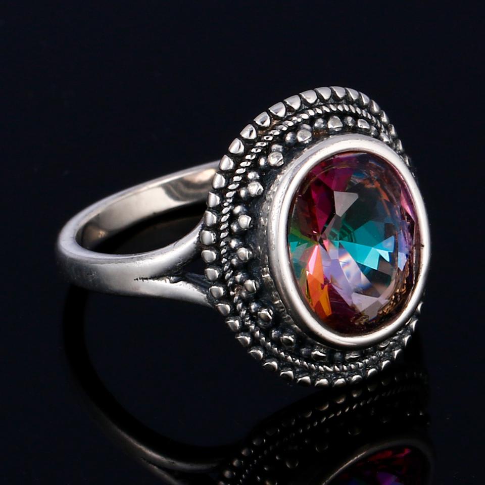 CopperRing Jewelry 8*10mm Labradorite Moonstone Boutique Jewelry Retro Ring Women Wedding Engagement Birthday Party Gift