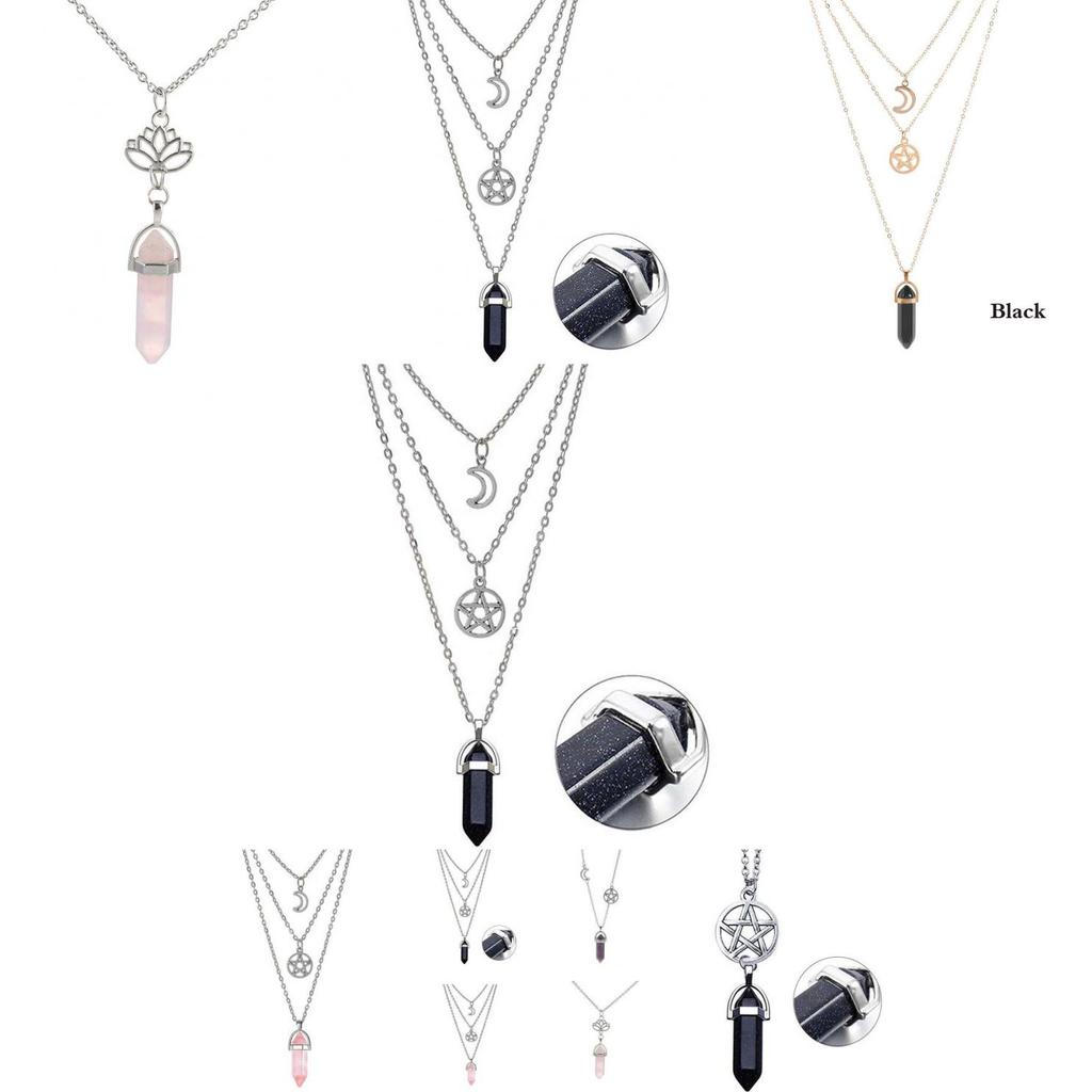 Elegant Geometric Pendant Necklace With Alloy Moon And Star For Womens Accessories