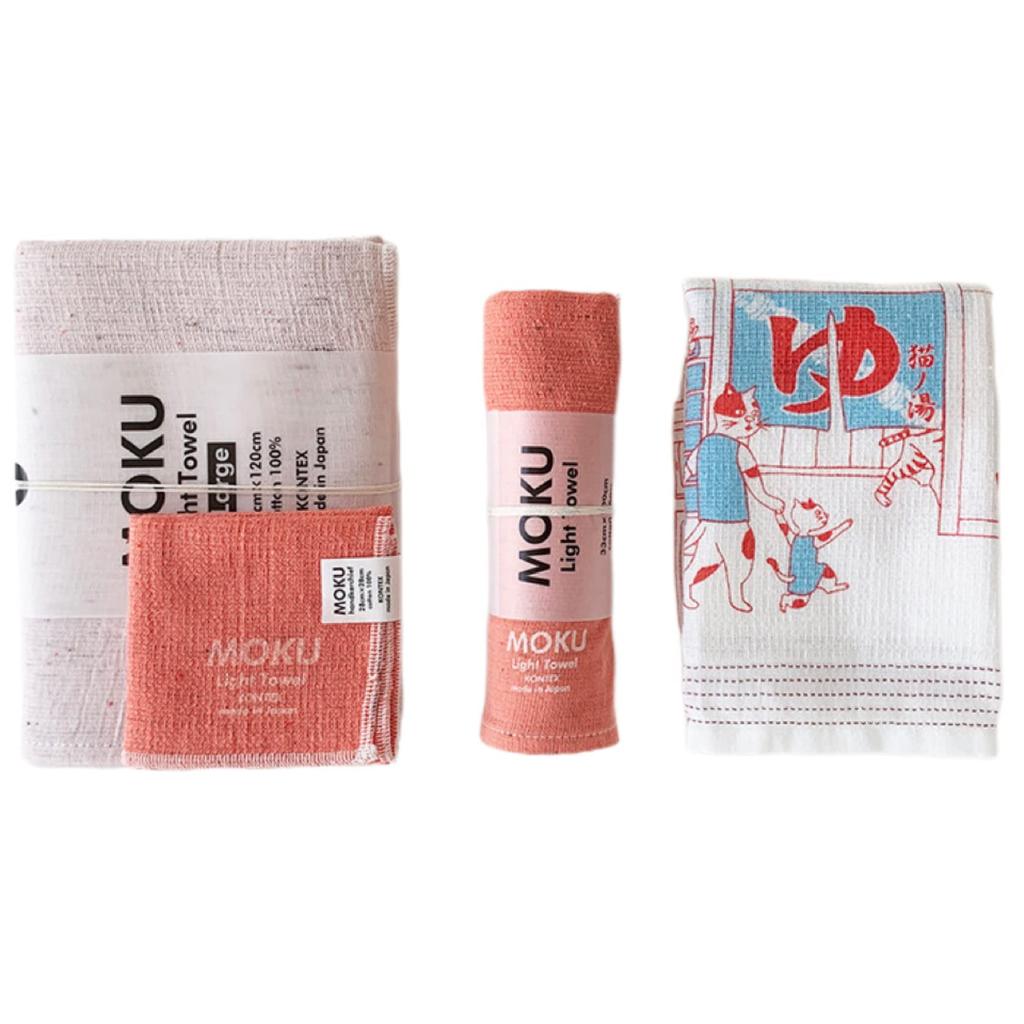 Contex MOKU Towel Hand Towel Towel Hand Towel Cat & <57728-90> Bath, Face, Handkerchief, (Orange, Bath)