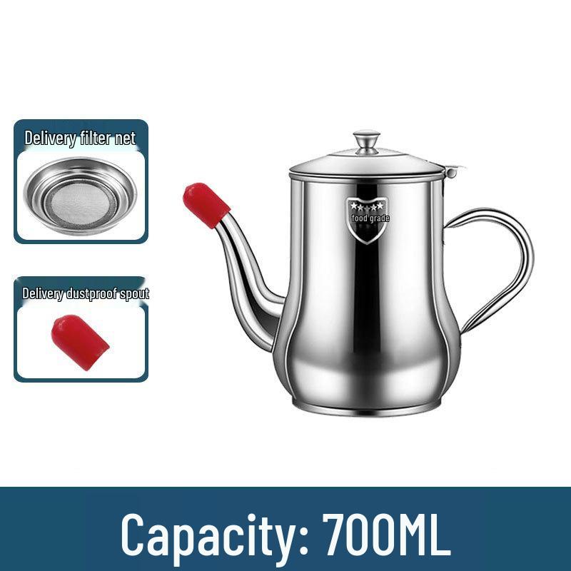 Stainless Steel Leak-Proof Oil Can with Filter, Large Capacity Kitchen Storage Bottle